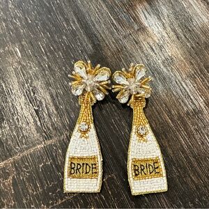 Bride Champagne / Prosecco / Wine Earrings Bachelorette / Bridal Shower